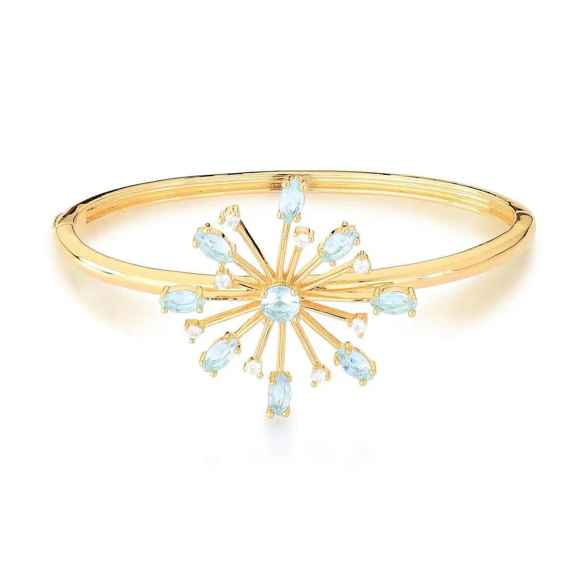 Bracelete Fireworks Água Marinha banhado a Ouro 18k
