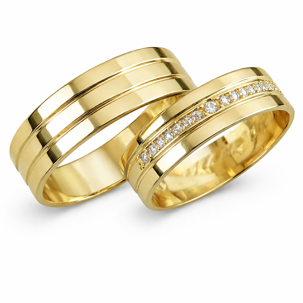 Aliança Cairo em Ouro 18k e Diamantes naturais • 6mm