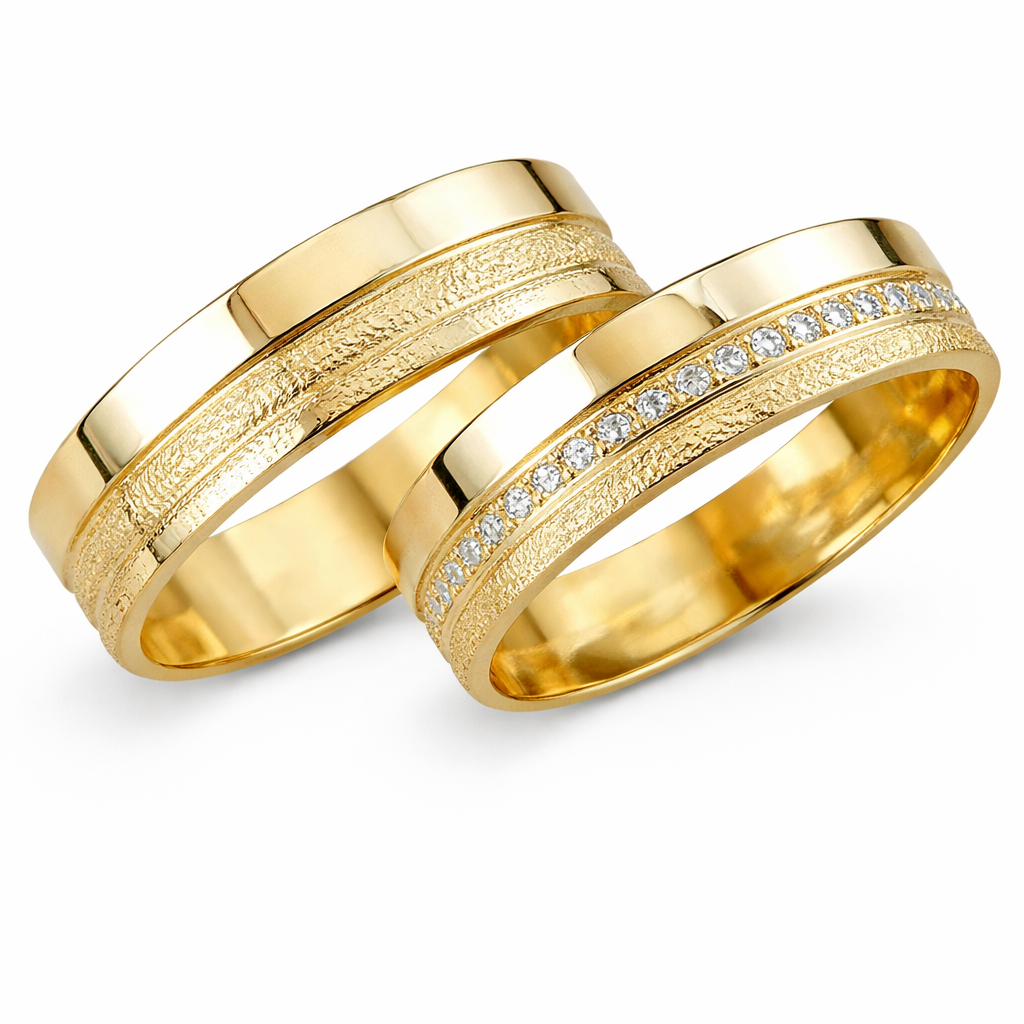 Aliança Dubai Ouro 18k e Diamantes naturais • 7mm