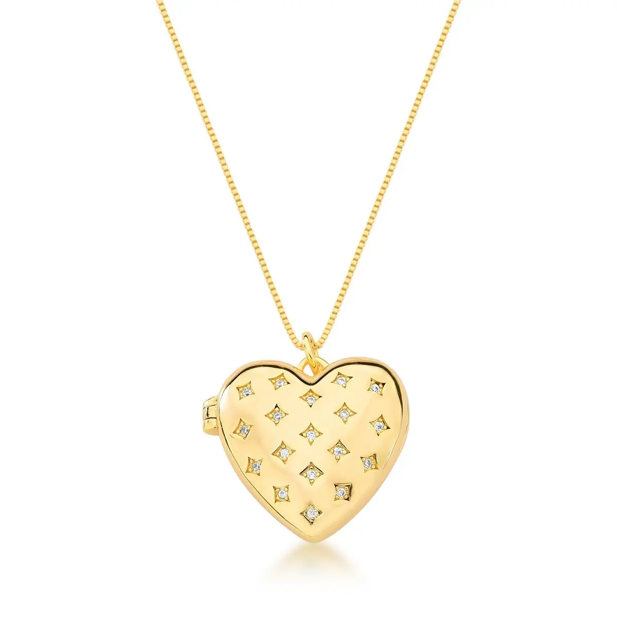 Colar Heart Relicário banhado a Ouro 18k