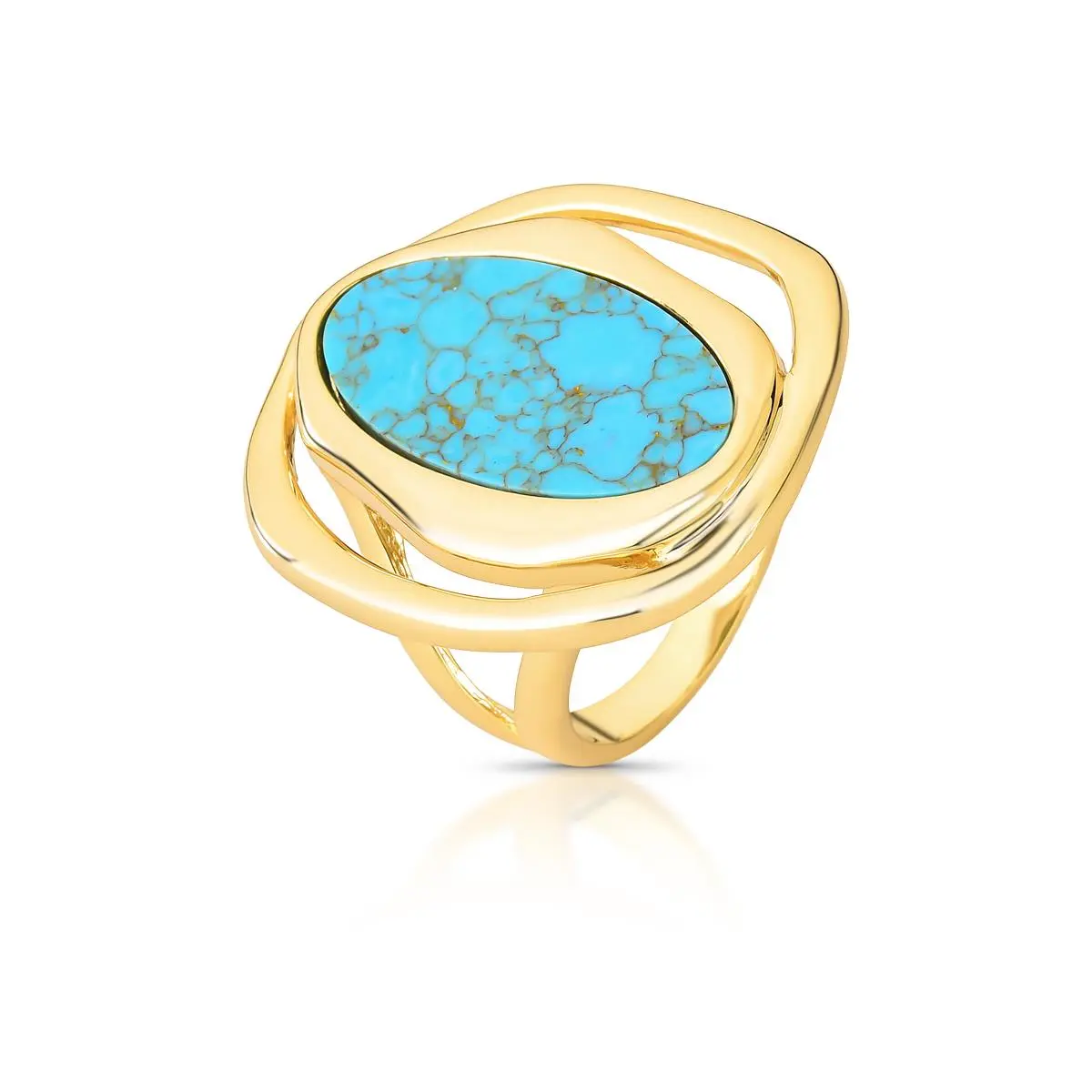 Anel Pietra Turquesa banhado a Ouro 18k