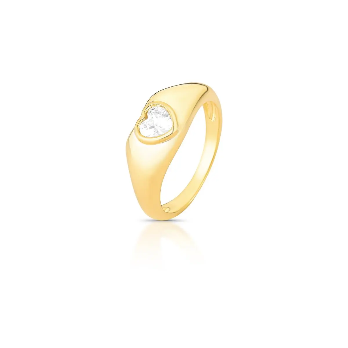 Anel Coração Cristal banhado a Ouro 18k