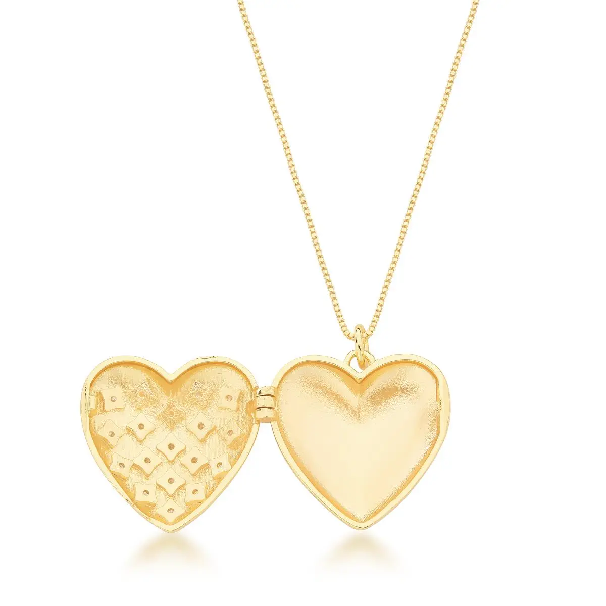 Colar Heart Relicário banhado a Ouro 18k