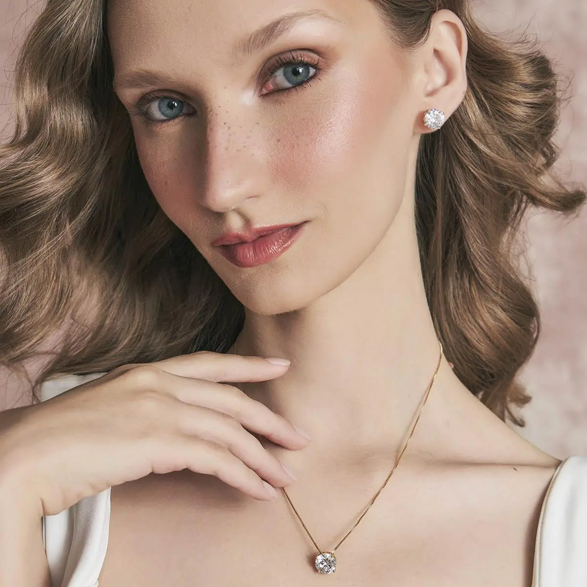 Conjunto Ponto de Luz 8mm banhado a Ouro 18k