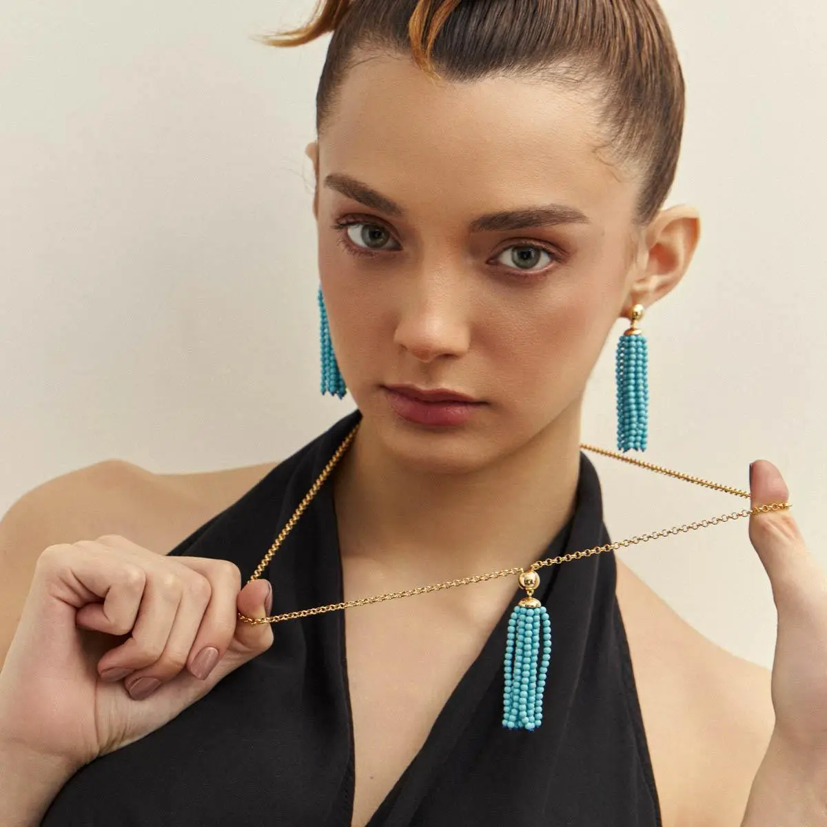 Brinco Joelle Turmalina banhado a Ouro 18k